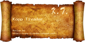 Kopp Tivadar névjegykártya